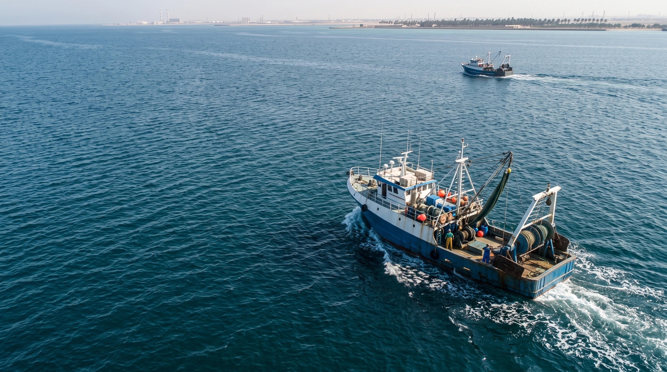 Fishing vessels at sea